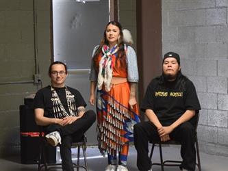 A photo of the presenters from the Native American Cultural Committee in their cultural attire.